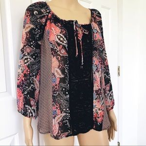 Cynthia Rowley Lace Floral Bubble Sleeve Top S